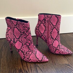 Pink Snake Print Booties